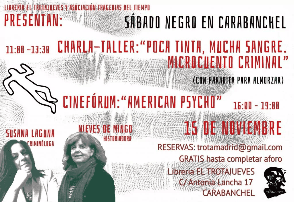 Image for: SÁBADO NEGRO EN CARABANCHEL: POCA TINTA, MUCHA SANGRE. Crimen, mente y literatura