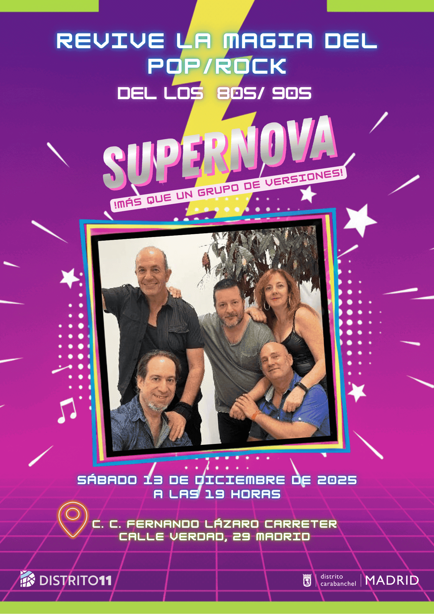 Image for: Concierto «SUPERNOVA»: Revive la Magia del Pop/Rock de los 80s/90s