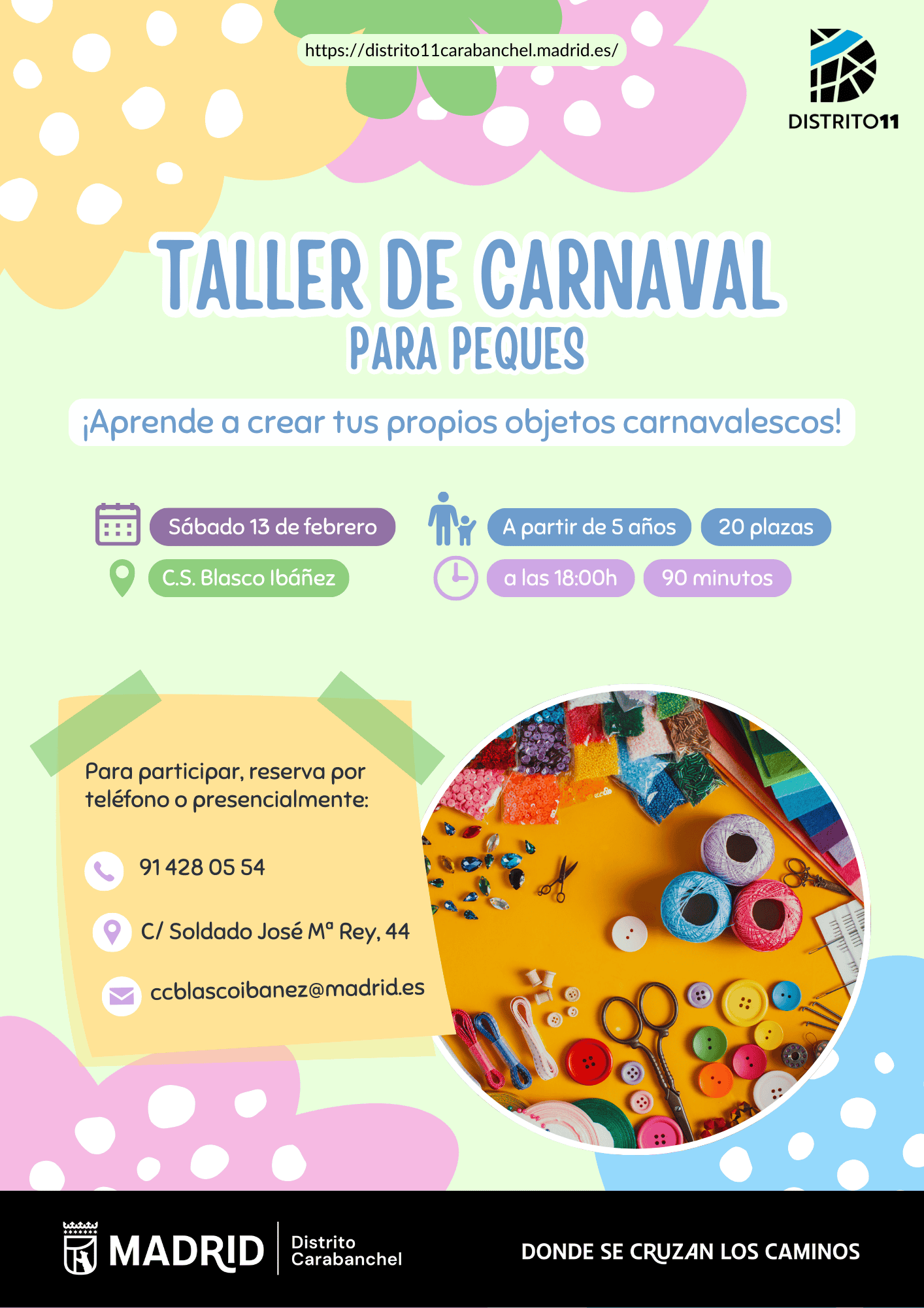 Image for: Taller infantil de Carnaval · C.S. Blasco Ibáñez