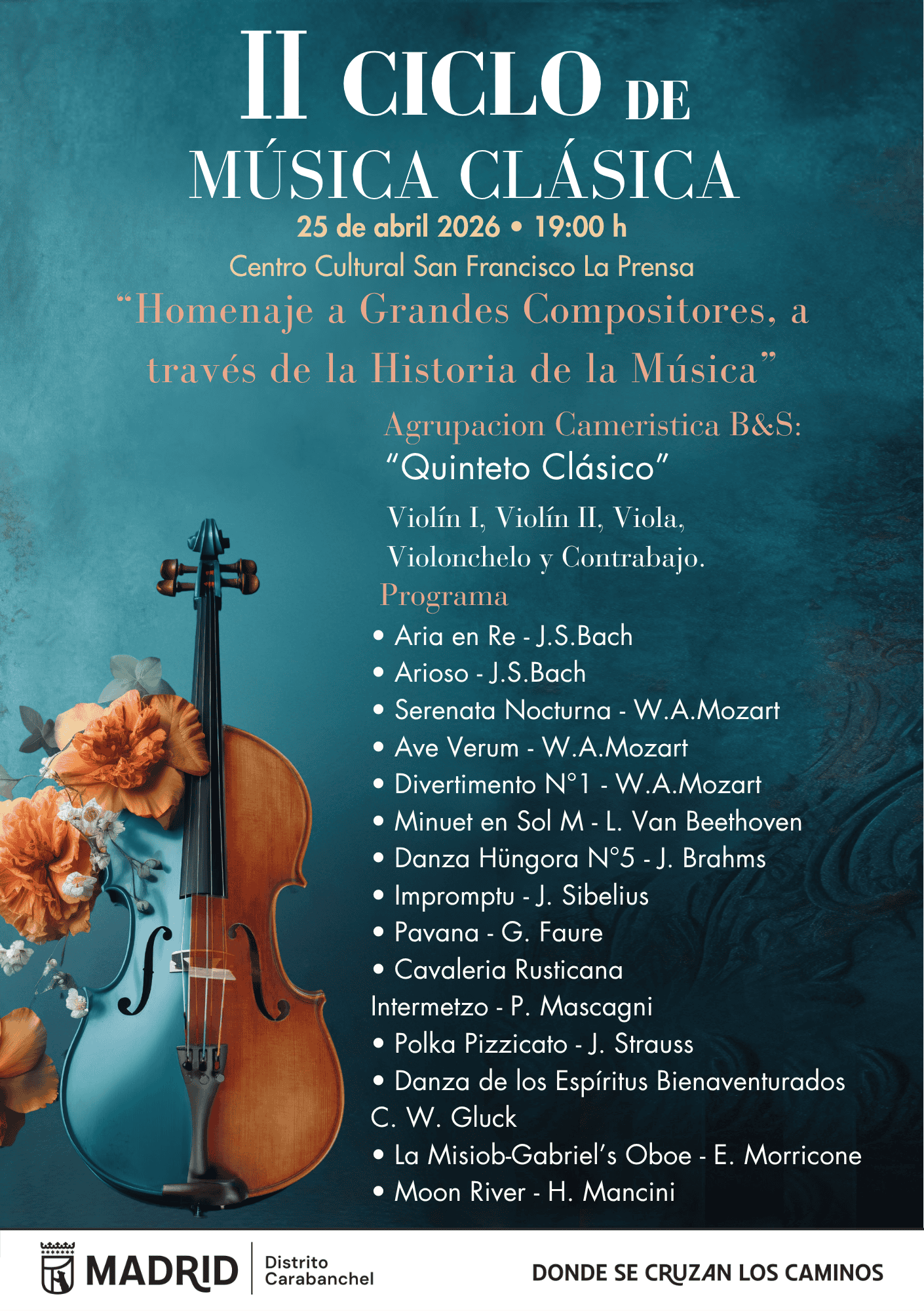 Image for: II CICLO DE MÚSICA CLÁSICA “Homenaje a Grandes Compositores, a través de la Historia de la Música”