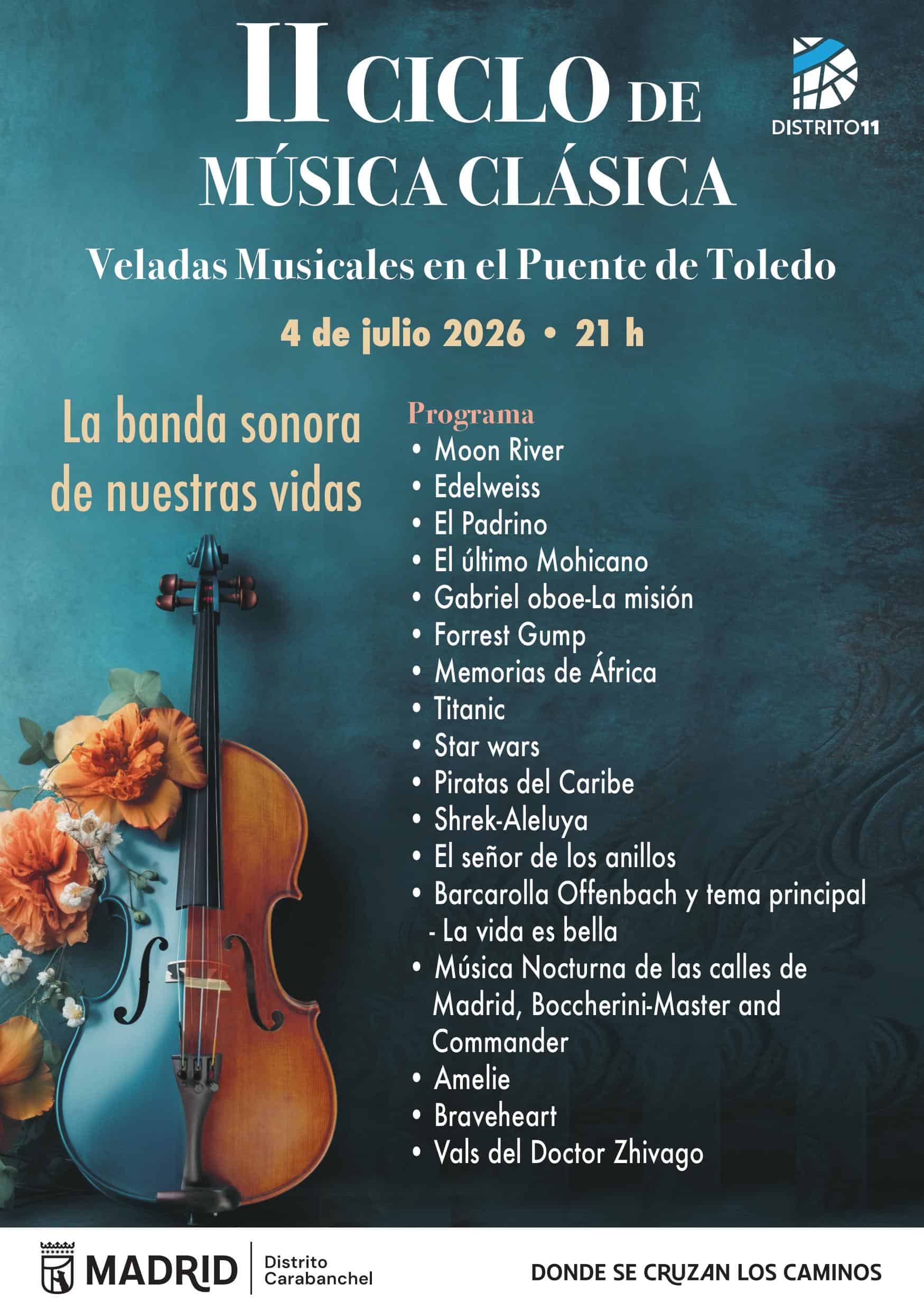 Image for: II Ciclo de Música Clásica: Veladas Musicales en el Puente de Toledo – «La banda sonora de nuestras vidas»