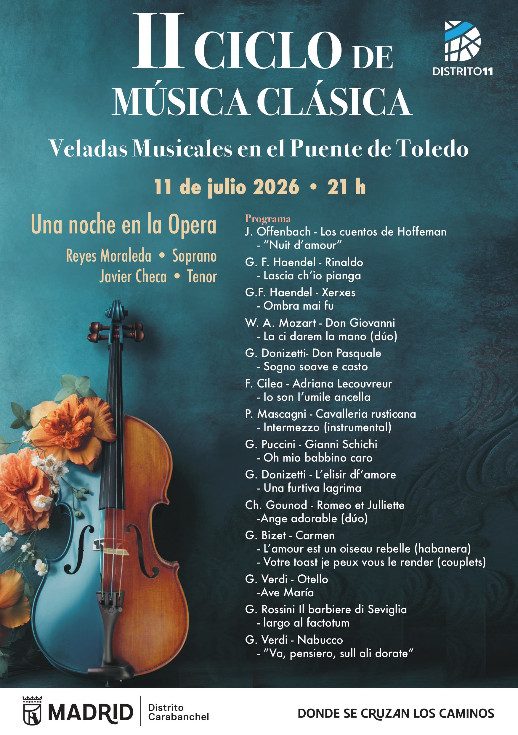 Image for: II Ciclo de Música Clásica: Veladas Musicales en el Puente de Toledo – «Una noche en la Ópera»